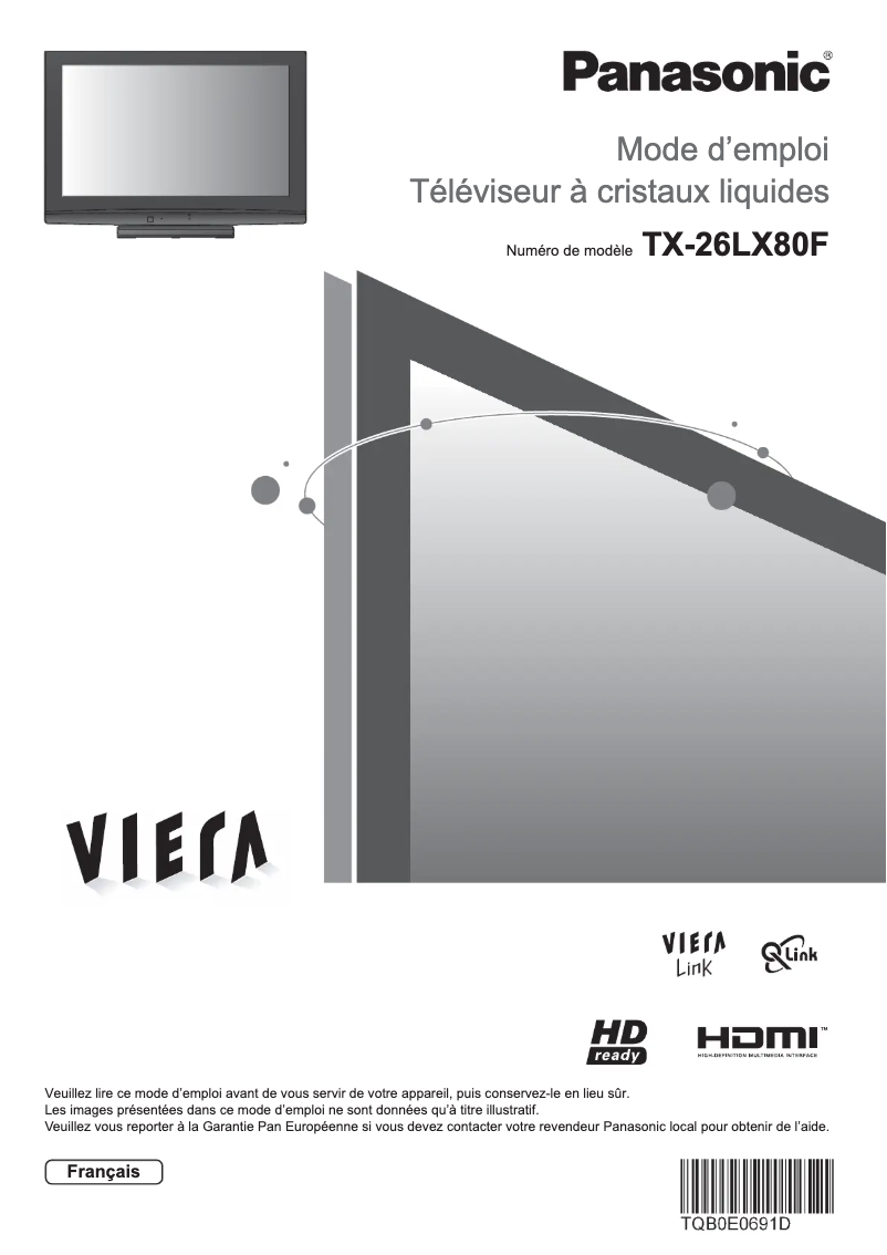 Page 1 of the manual User Manual Panasonic Viera TX-26LX80F
