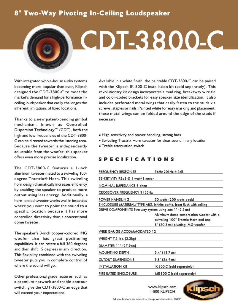 First page image of the manual for CDT-3800-C