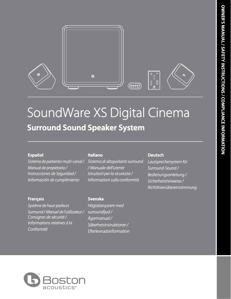 First page image of the manual for SoundWare XS Digital Cinema