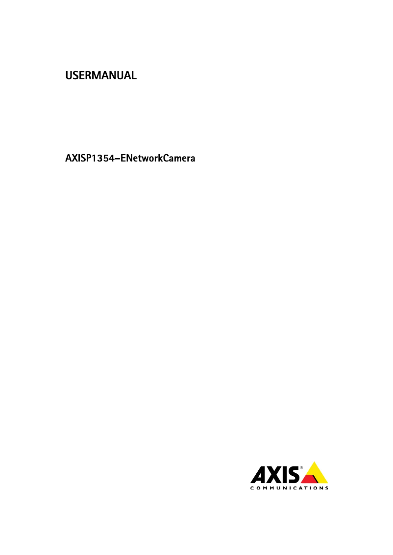 Page 1 of the manual User Manual Axis P1354-E