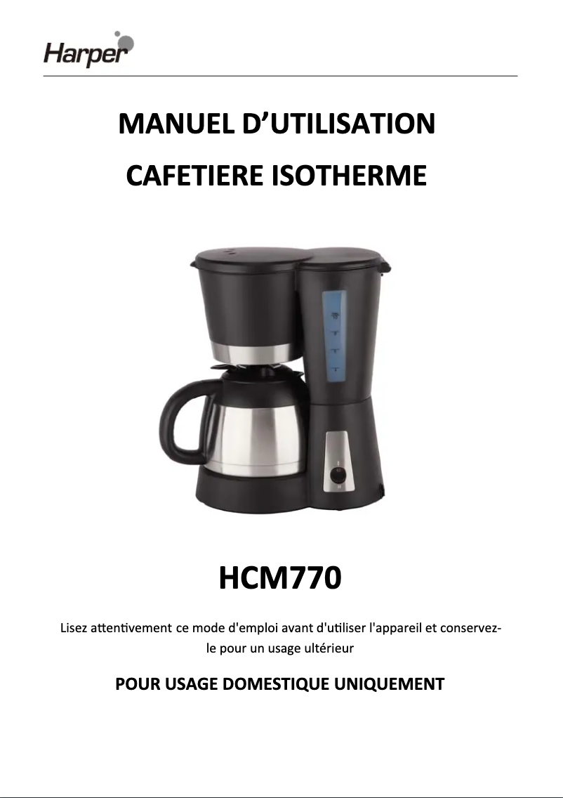 First page image of the manual for HCM770