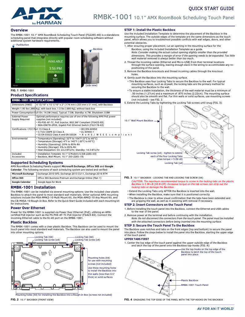 Page 1 of the manual User Manual AMX RMBK-1001