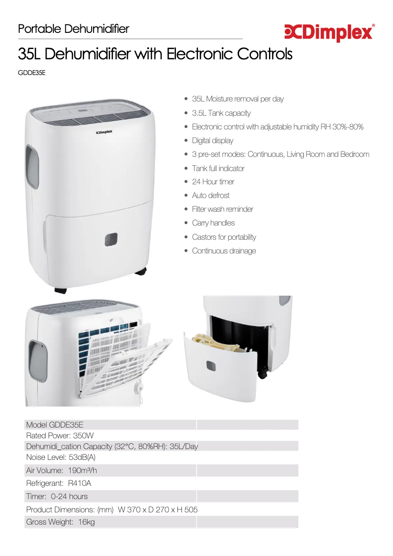 First page image of the manual for GDDE35E