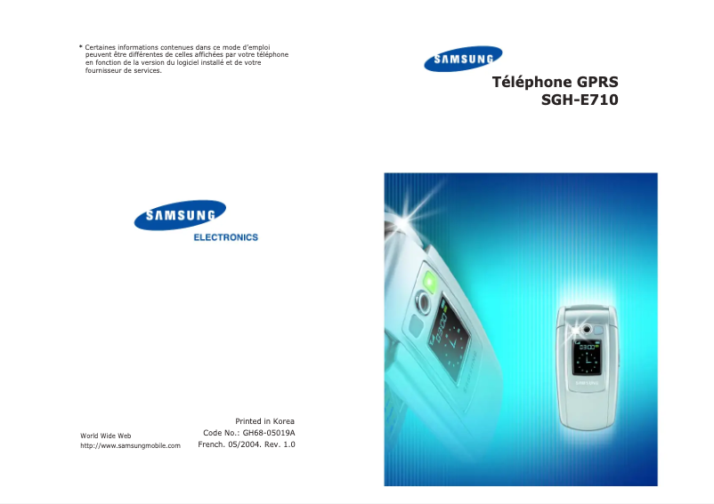 Page 1 of the manual User Manual Samsung SGH-E710
