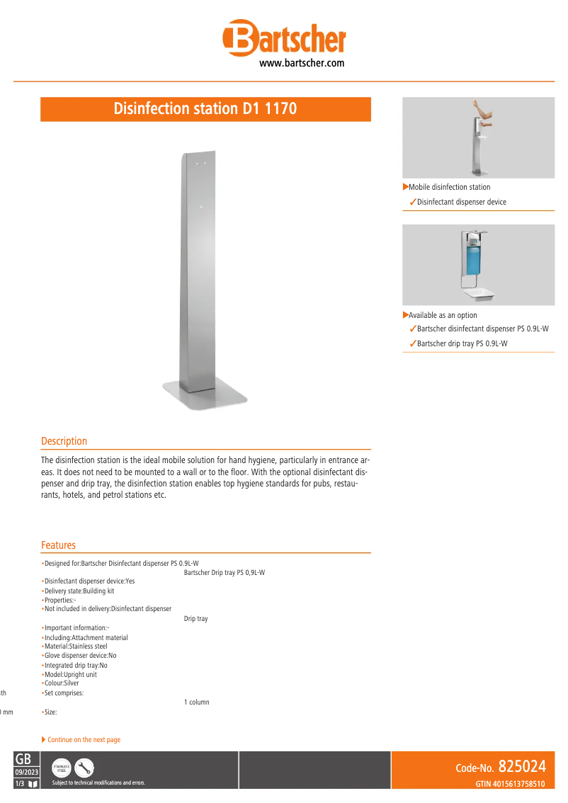 First page image of the manual for D1 1170