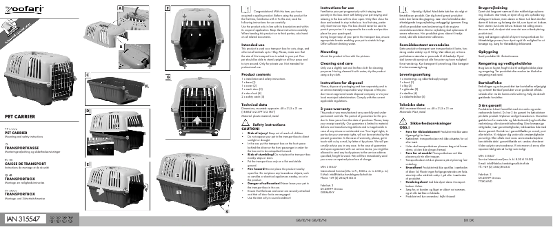 First page image of the manual for IAN 315547