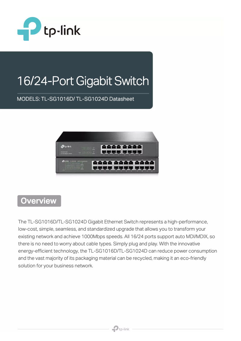First page image of the manual for TL-SG1024D