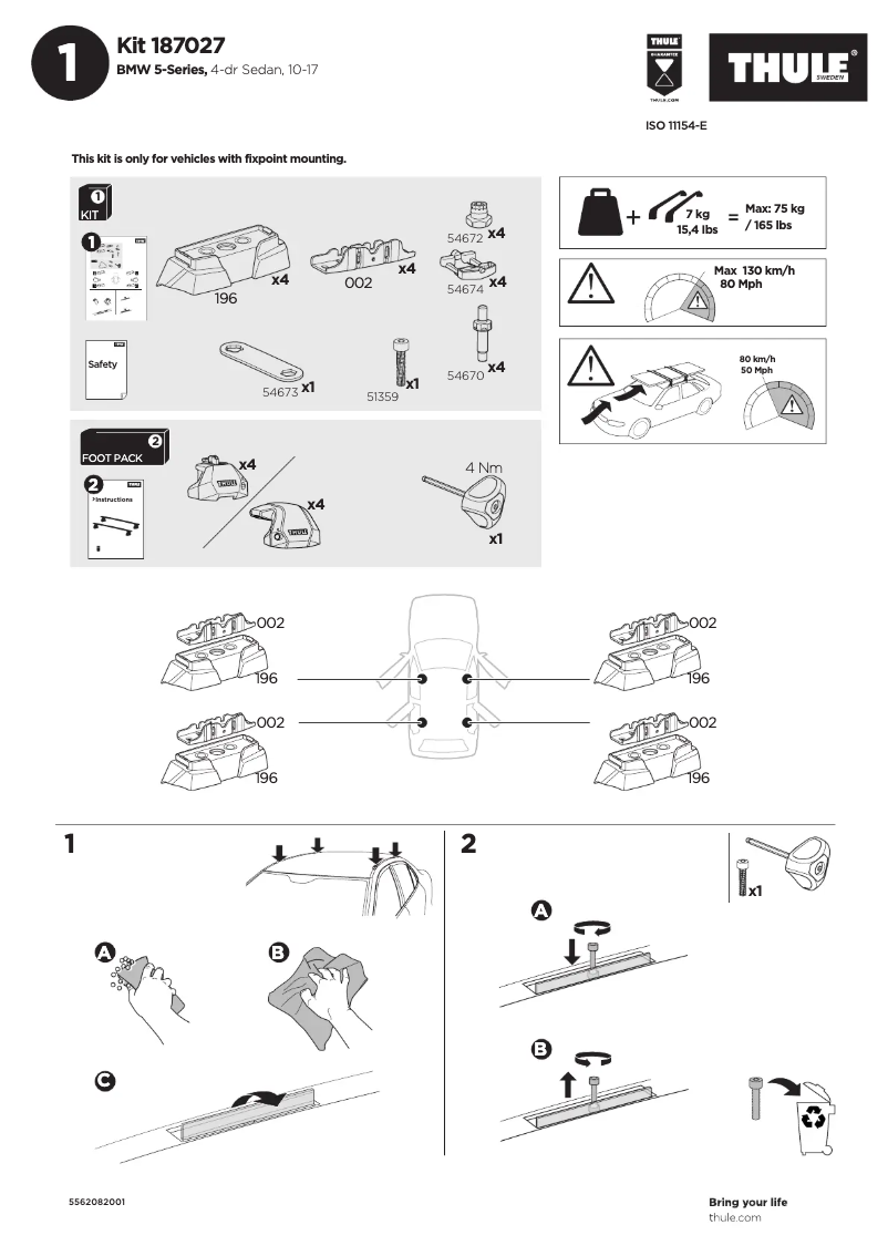 Page 1 of the manual User Manual Thule Kit 187027