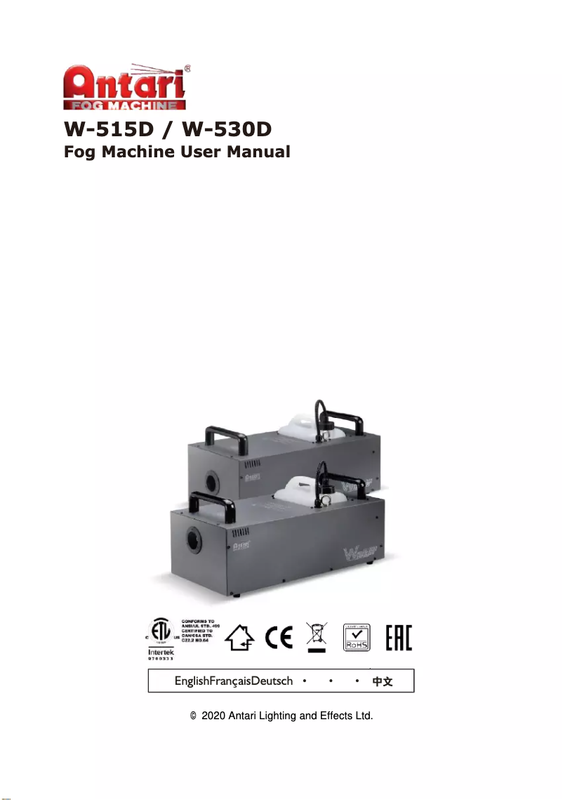 Page 1 of the manual User Manual Antari W-515D