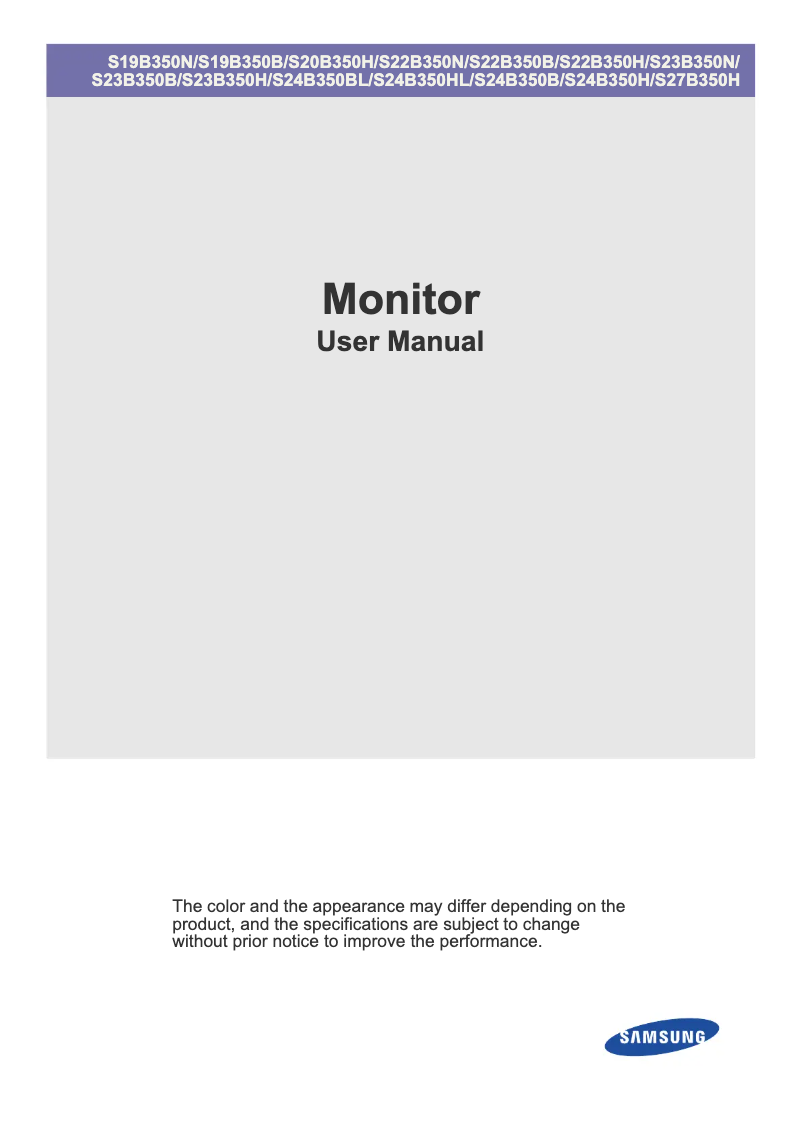 Page 1 of the manual User Manual Samsung SyncMaster S24B350HL
