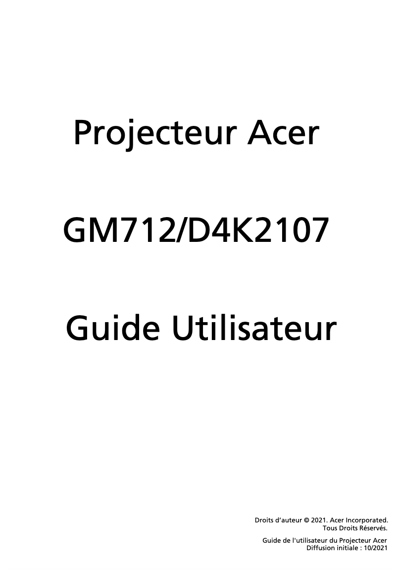 Page 1 of the manual User Manual Acer GM712