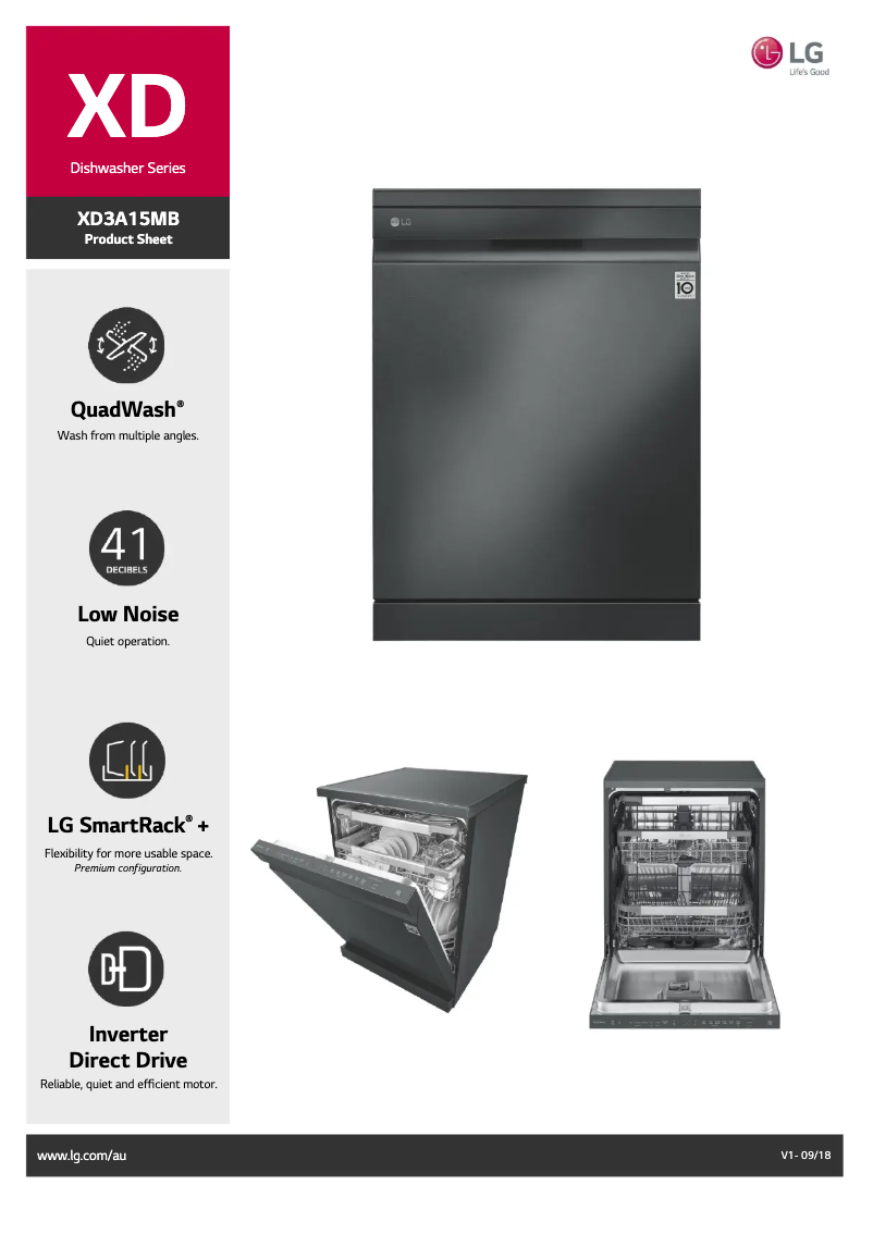 Page 1 of the manual Technical Sheet LG XD3A15MB