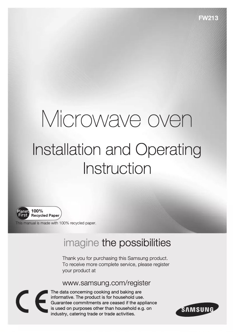 First page image of the manual for FW213