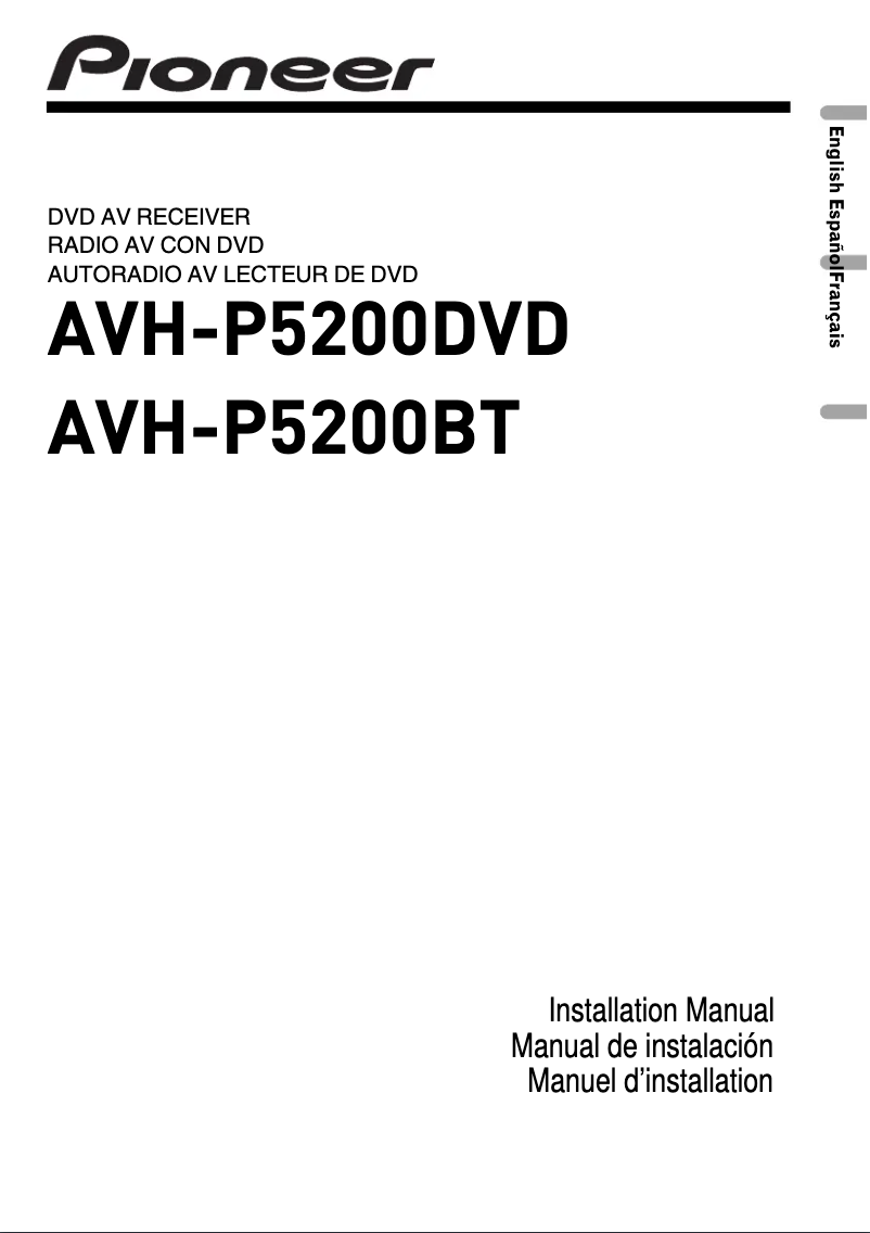 Page 1 of the manual User Manual Pioneer AVH-P5200BT