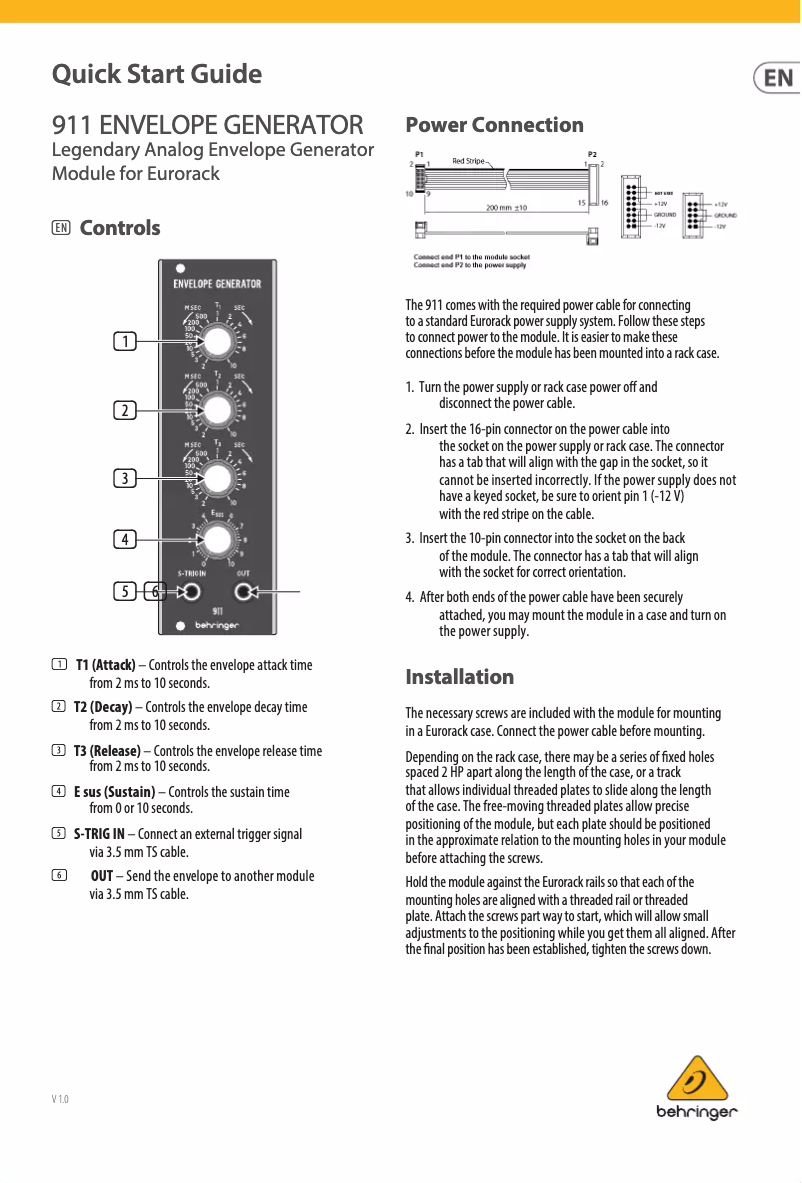 First page image of the manual for 911 Envelope Generator