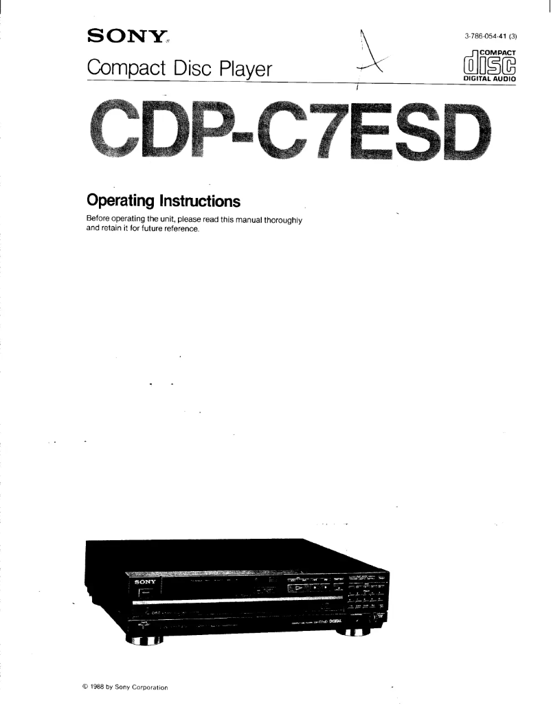 Page 1 of the manual User Manual Sony CDP-C7ESD