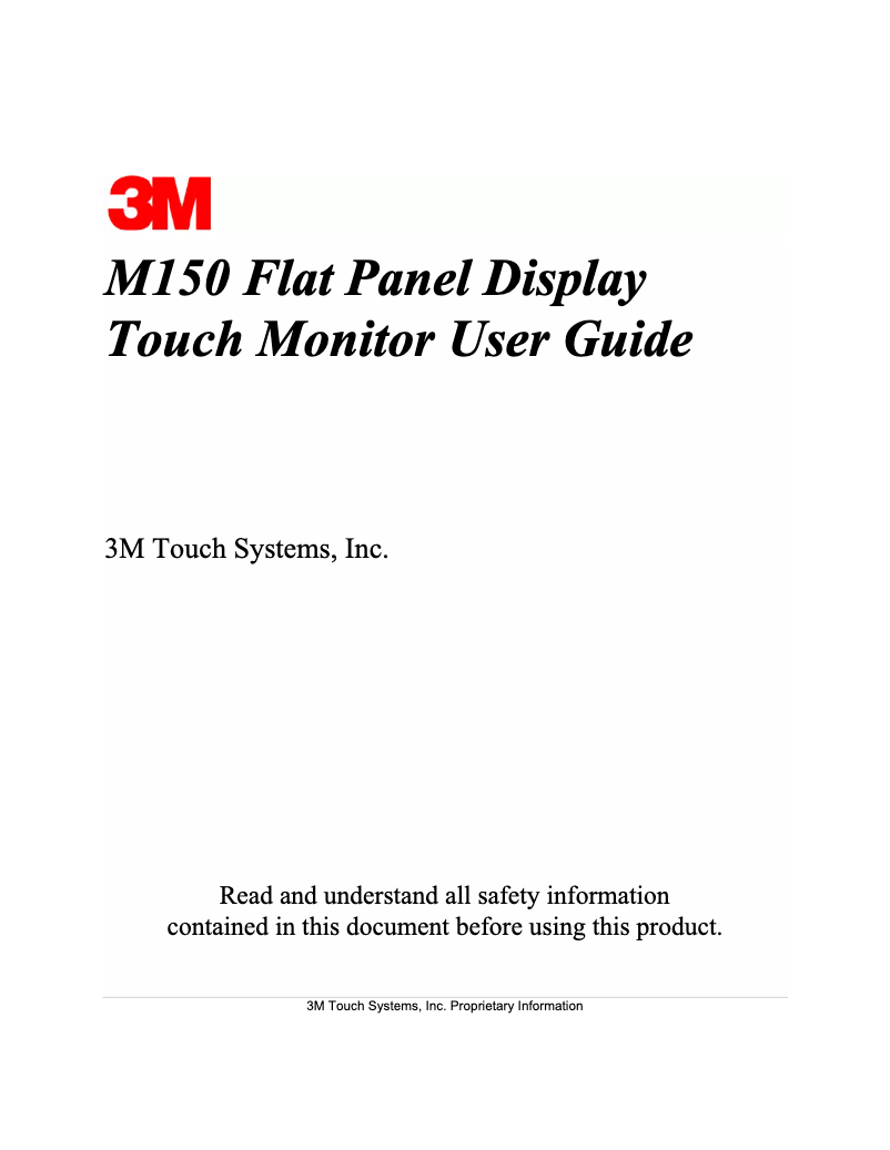 First page image of the manual for MicroTouch M150