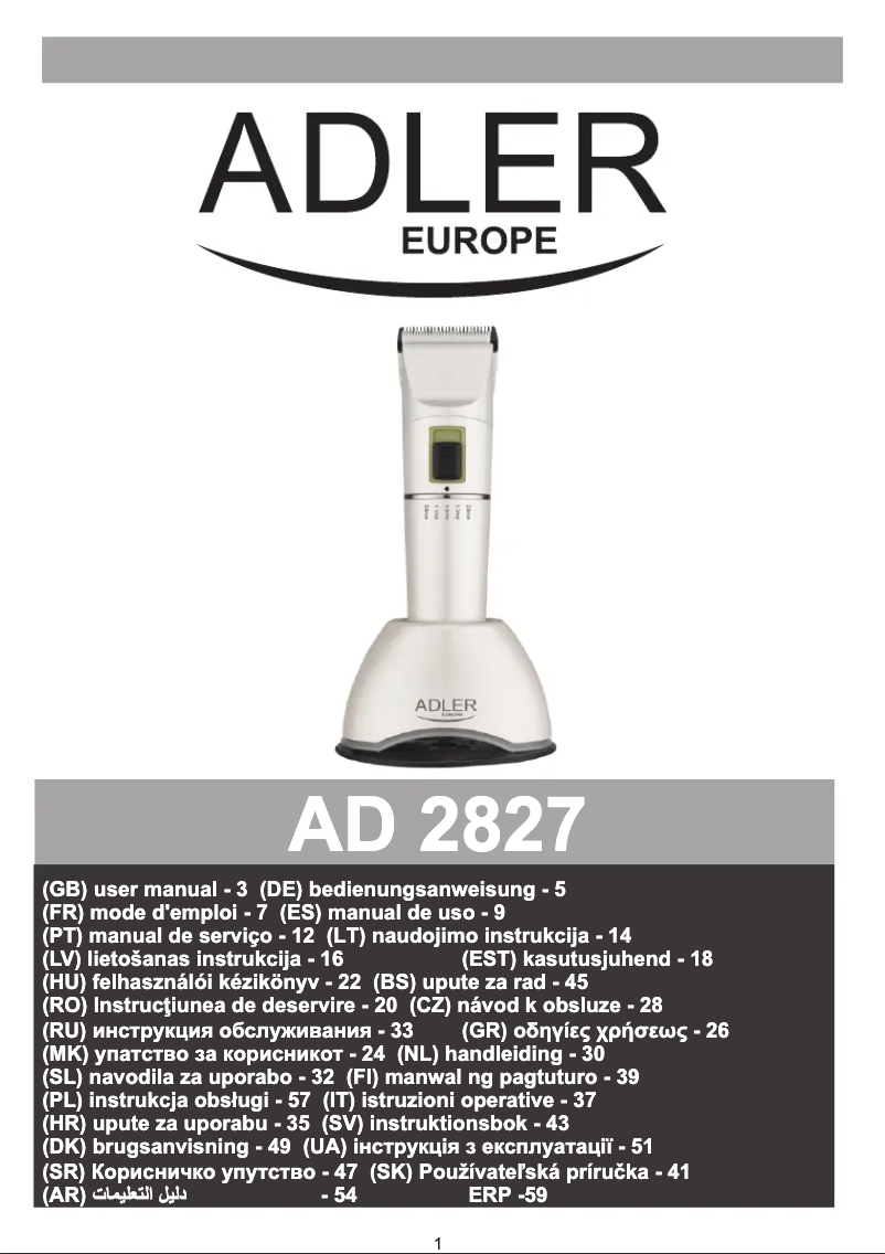 Page 1 of the manual User Manual Adler AD 2827