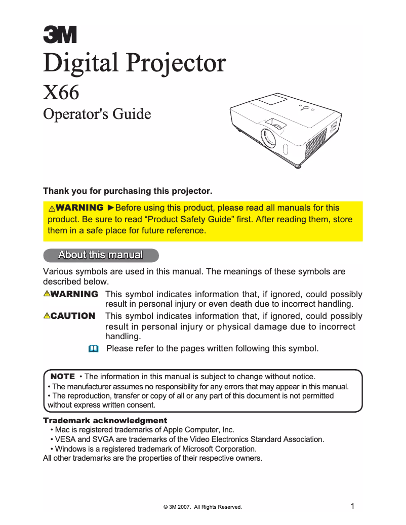 First page image of the manual for X66