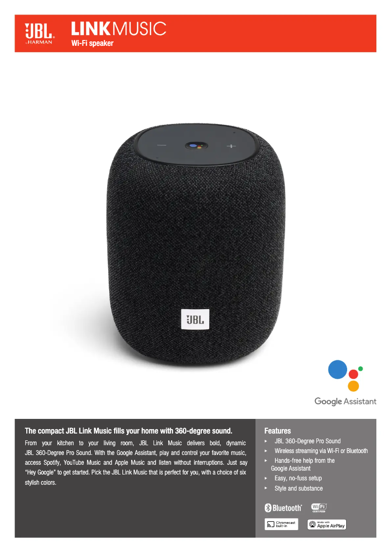 Page 1 of the manual Technical Sheet JBL Link Music