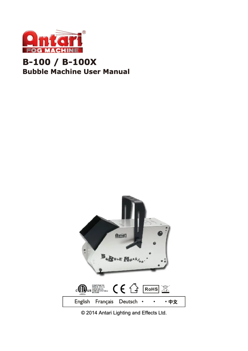 Page 1 of the manual User Manual Antari B-100X