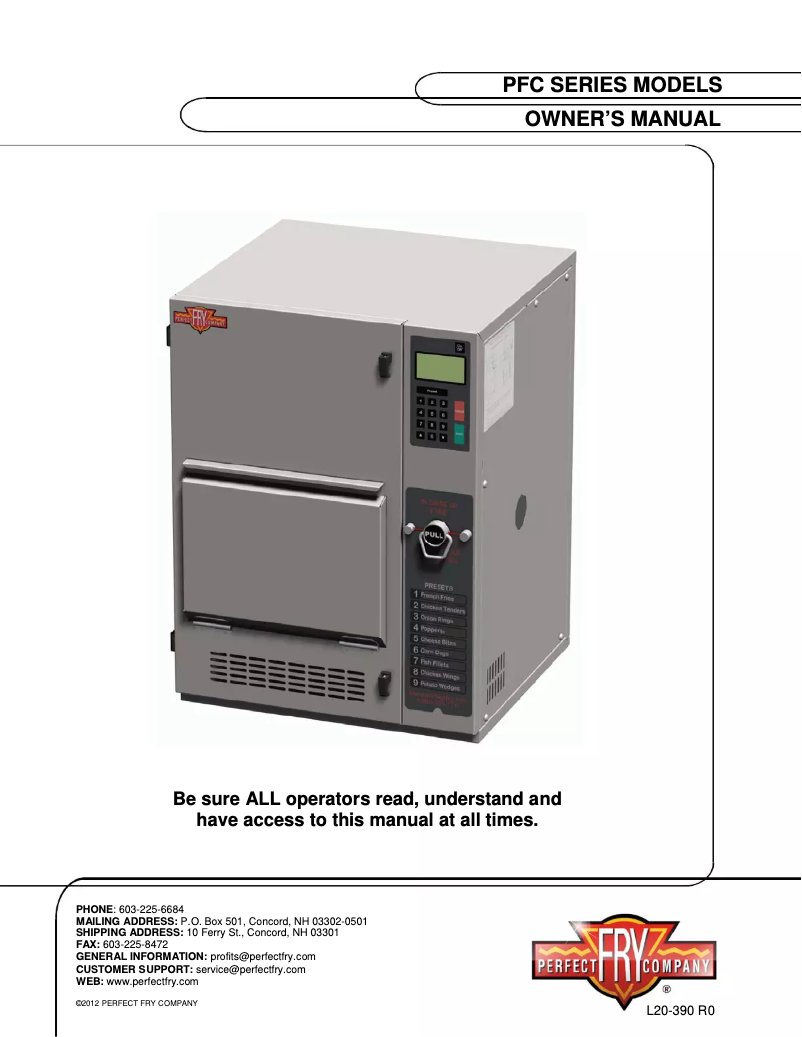 First page image of the manual for PFC570