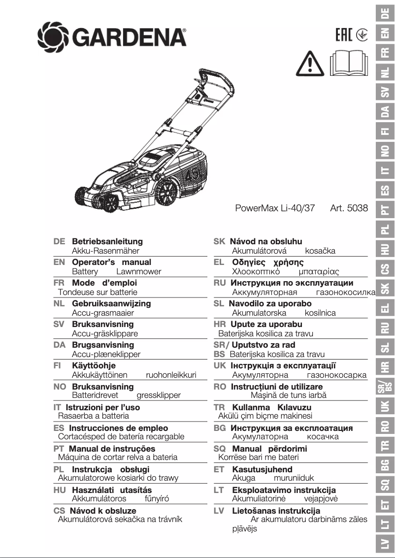 First page image of the manual for PowerMax Li-40/37
