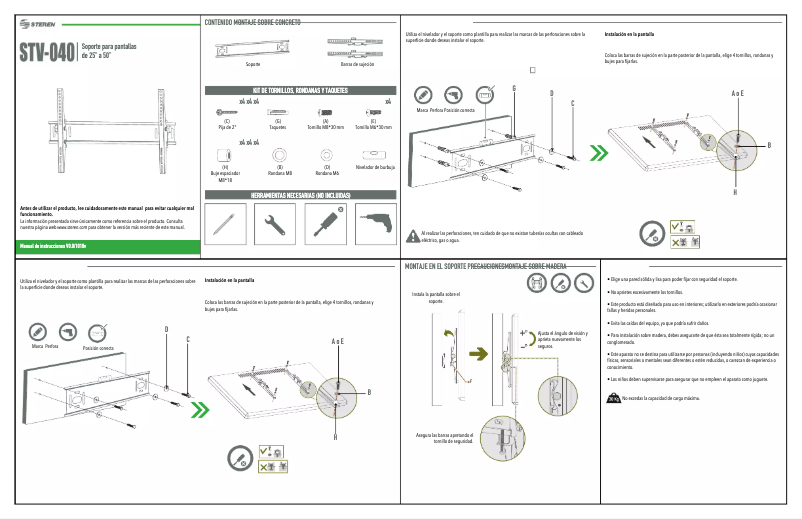 Page 1 of the manual User Manual Steren STV-040
