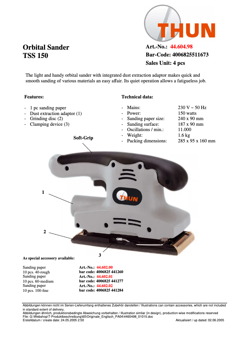 First page image of the manual for TSS 150