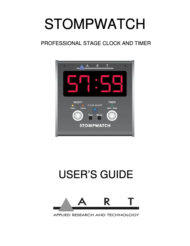 First page image of the manual for STOMPWATCH
