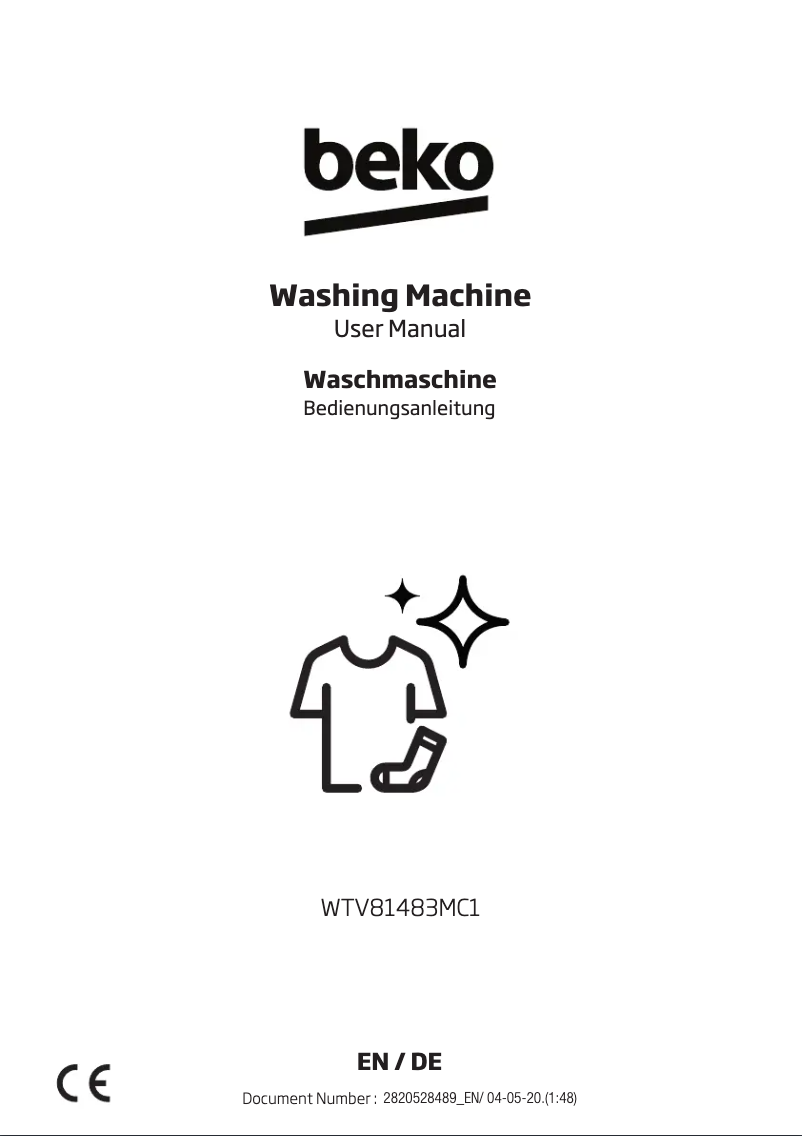 Page 1 of the manual User Manual Beko WTV81483MC1