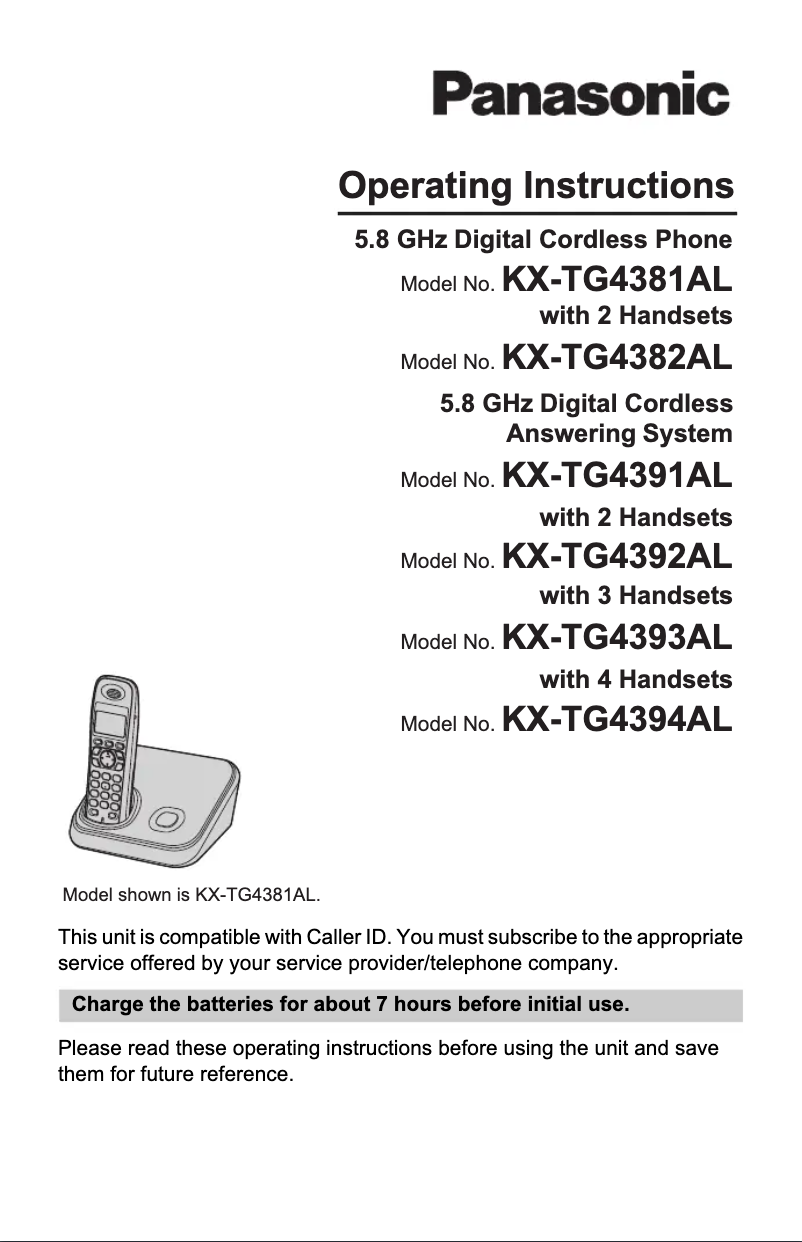 Page 1 of the manual User Manual Panasonic KX-TG4391