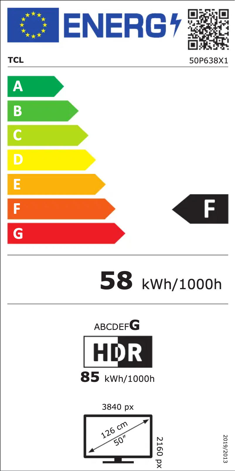 Page 1 of the manual Energy Label TCL 50P638