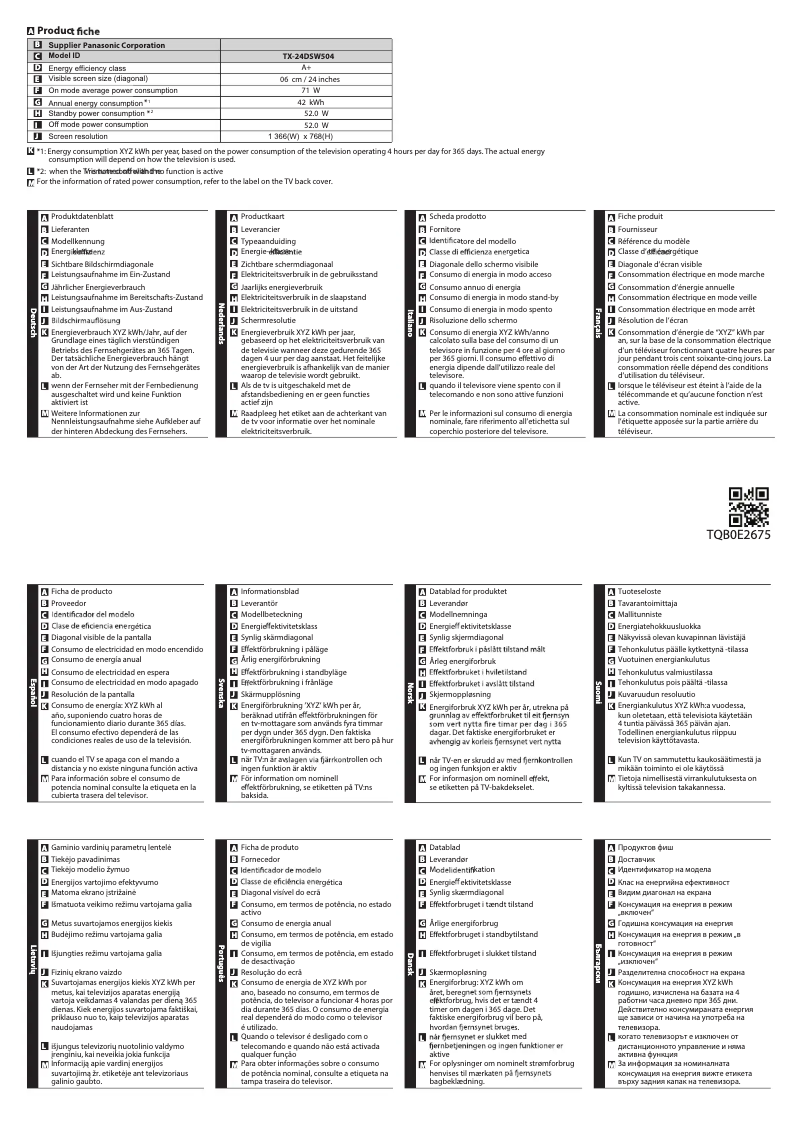 Page 1 of the manual User Manual Panasonic TX-24DSW504