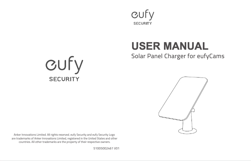 Image de la première page du manuel de l'appareil Solar Panel Charger for eufyCams