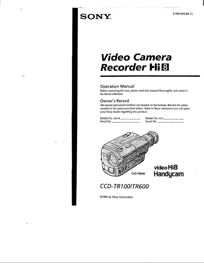 Page 1 of the manual User Manual Sony CCD-TR100