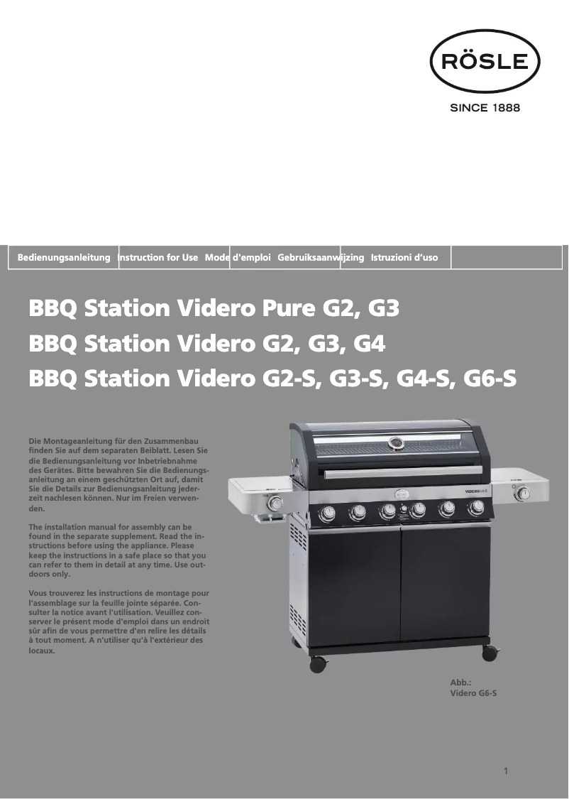 Page 1 of the manual User Manual Rösle Videro G2-S Vario