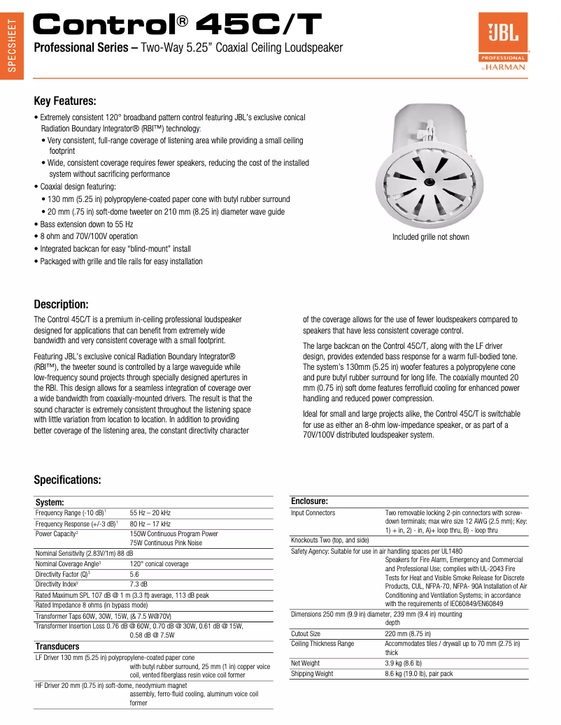 First page image of the manual for Control 45C/T