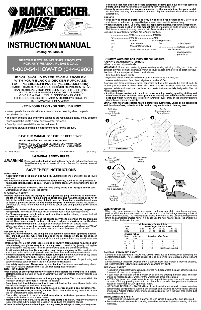 Page 1 of the manual User Manual Black & Decker MS500