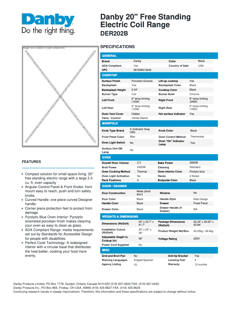 First page image of the manual for DER202B