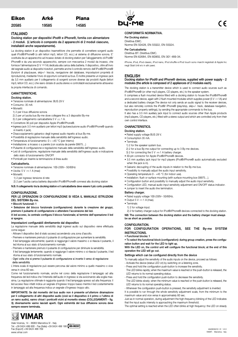 Page 1 of the manual User Manual Vimar 14585.SL