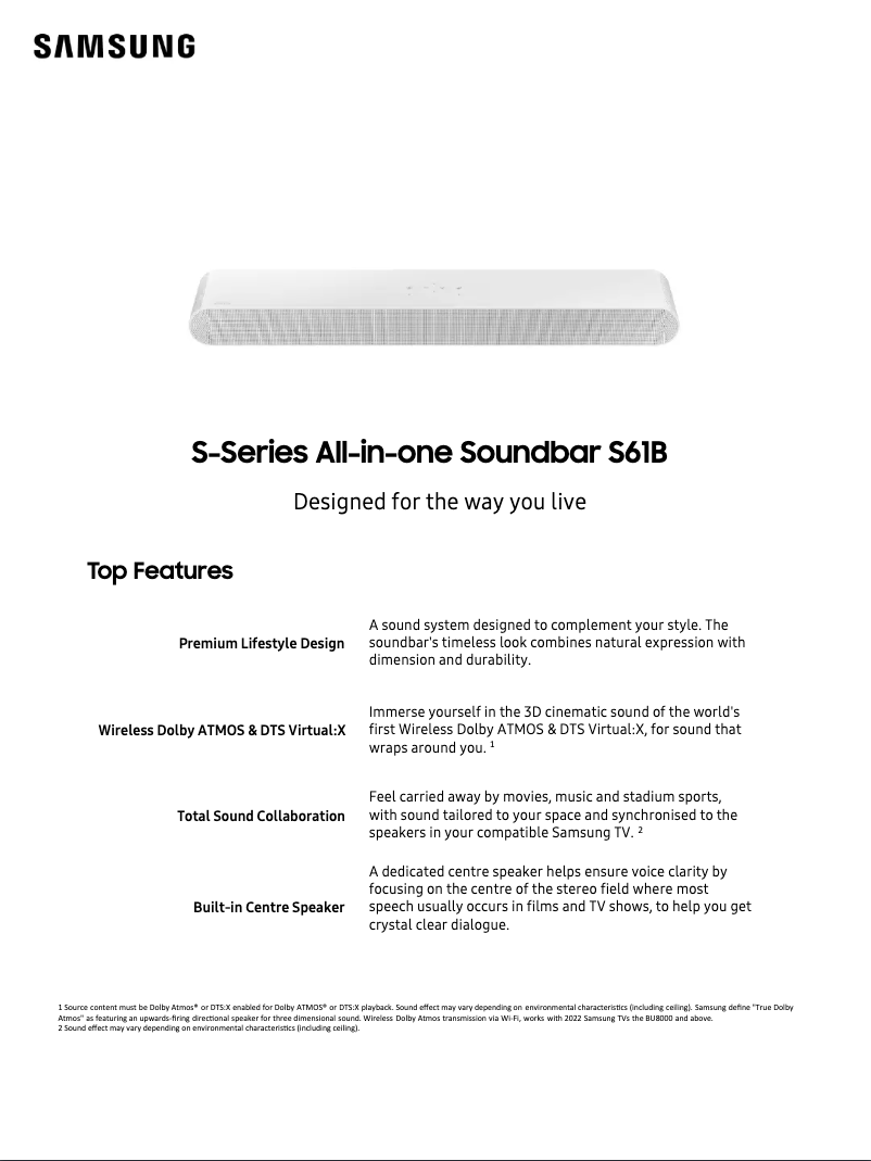 First page image of the manual for HW-S61B