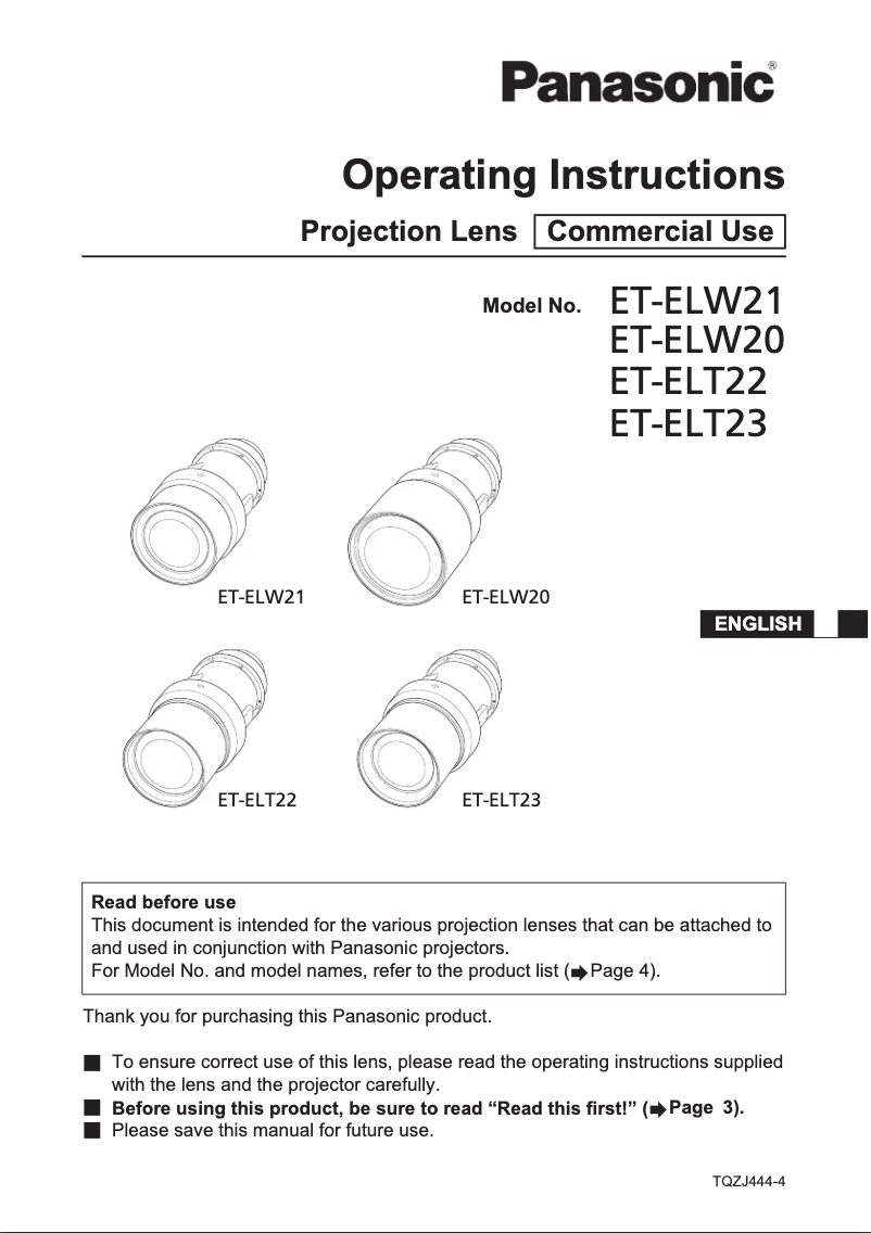First page image of the manual for ET-ELW20