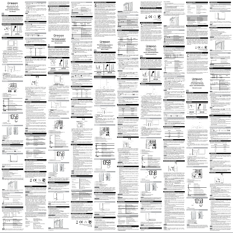 Page 1 of the manual User Manual Oregon Scientific BAR369P