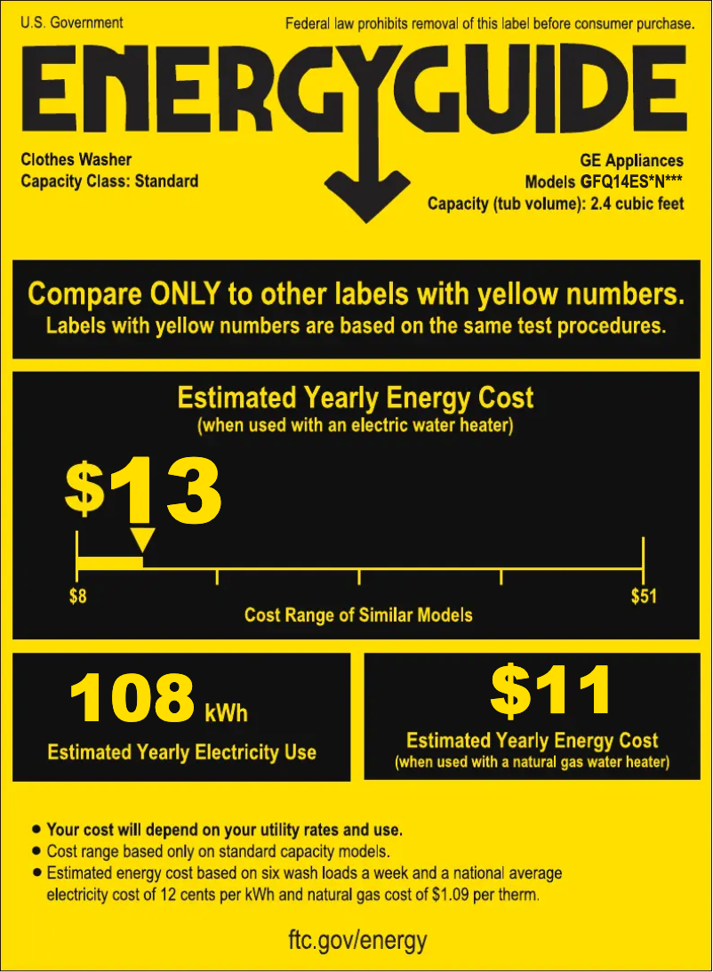 Page 1 of the manual Energy Label GE GFQ14ESSNWW
