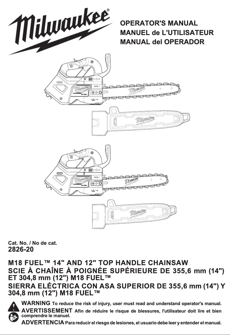 First page image of the manual for M18 FUEL 2826-20