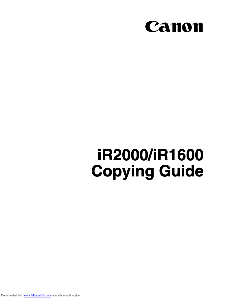 First page image of the manual for IR1600