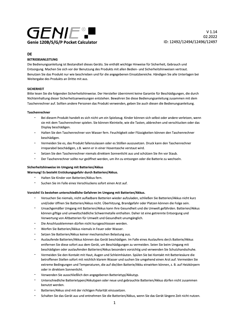 First page image of the manual for 120 P