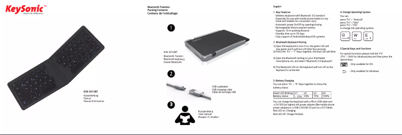 Page 1 of the manual User Manual KeySonic KSK-3010BT