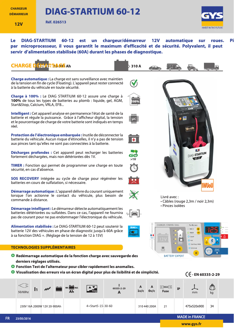 First page image of the manual for Diag-Startium 60-12